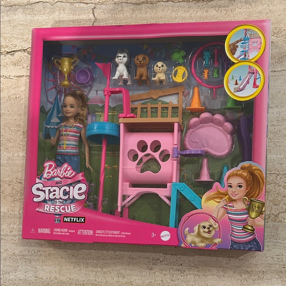 NEW 🆕 Mattel Barbie Stacie Rescue Adventure Set - Pink and Blue